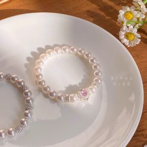 Elegant Pink Pearl Bracelet Flowing Design Li Da Ye Store Manta Rose Color Bracelet  out Fashion Jewelry Gift for Bestie
