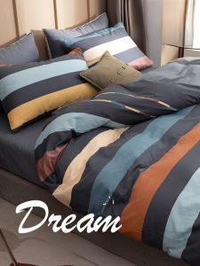 Nordic Style Pure Cotton Bedding Set for Boys Dormitory 1.2 Bed Three Piece Bed Cover Sheet Pillowcase Quilt Cover Four Piece Set