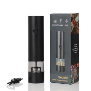 USB Rechargeable Electric Salt and Pepper Grinder Set Adjustable Coarseness Automatic Spice Herb Mill with Base Kitchen Tool