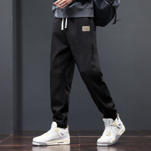 Fleece-lined Thickened Casual Pants Men Autumn and Winter Waffle Knitting Sweatpants Loose with Velvet Heattech Jogger Pants Pants