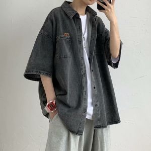 XIBAIYI | Extra Large 300 lbs Casual Mens Summer Denim Shirt