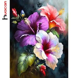 Huacan Diamond Mosaic Full Round Flower Diamond Painting Full Square Home Living Room Art Craft Wall Stickers Handicraft