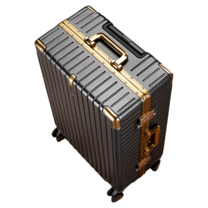 MANLVSHI | Durable Large Capacity Travel Luggage with Gold Aluminum Frame and Locking Wheels