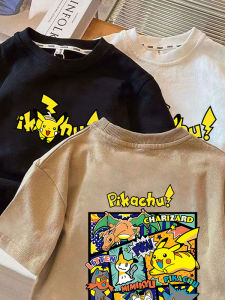 Cotton Short Sleeve T-shirt Pikachu Print Childrens Fashionable Summer Wear