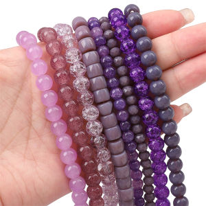 20pcs Purple Color Crystal Glass Beads Loose Space Beads for Bracelet Necklace DIY Jewelry Craft Making Accessories