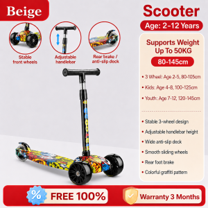 Kids Scooter Adjustable Height Flash Foldable Scooter Three-wheeled Scooter Toys BoyGirl Birthday Gift