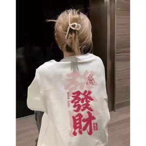 American Style round Neck Short Sleeve T-Shirt Womens Cotton Spring Summer Fashion Thickened Loose Couple Style Outdoor Wear