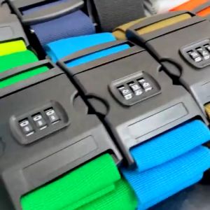 Baggage Belt Travel Rainbow Adjustable Luggage Suitcase Strap with Coded Lock Secure Lock Safe