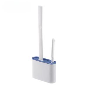 Wall Mounted Toilet Cleaning Brush Non Perforated Silicone Waterproof Quick Drying Soft Fur Bathroom Accessories Toilet Brush