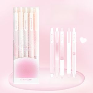 RosyPosy Smooth Gliding Neutral Pen for Girls Quick Dry Signature Pen Brush Question Pen Black Ink Push Button Design