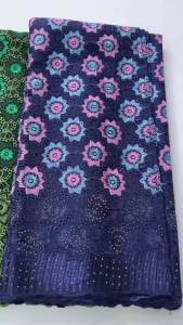 2026 African Style Purple Cotton Swiss Voile Lace Fabric - Floral Embroidery for Womens Elegant Dresses