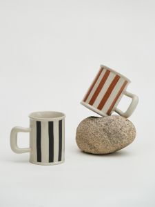 Moyu Hand Painted Stripes Ceramic Mug Handle Handmade Original Design Macaroni Cup Ins Style Coffee Cup