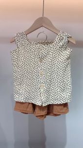bambeau Childrens suit girls sleeveless sling printed breathable shorts sweet summer button fashion two-piece set