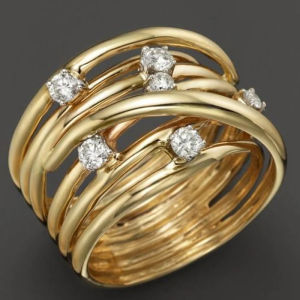Huitan Cross Design Women Gold Color Ring Inlaid Shiny Cubic Zirconia Fashion Wedding Party Noble Accessories Lady Jewelry Gift
