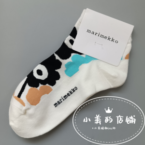 New 2025 Marimekko Pure Cotton Floral Colorful Womens Short Socks Novelty Weave Internet Famous Breathable Comfortable Socks