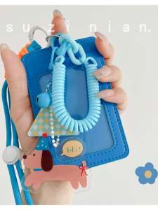 Original Ins Transparent Card Holder Lanyard for Bus And Campus ID Card Access Control Student PU Card Case Neck Strap