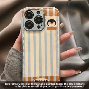 Cute and Textured Stripe Penguin iPhone Case