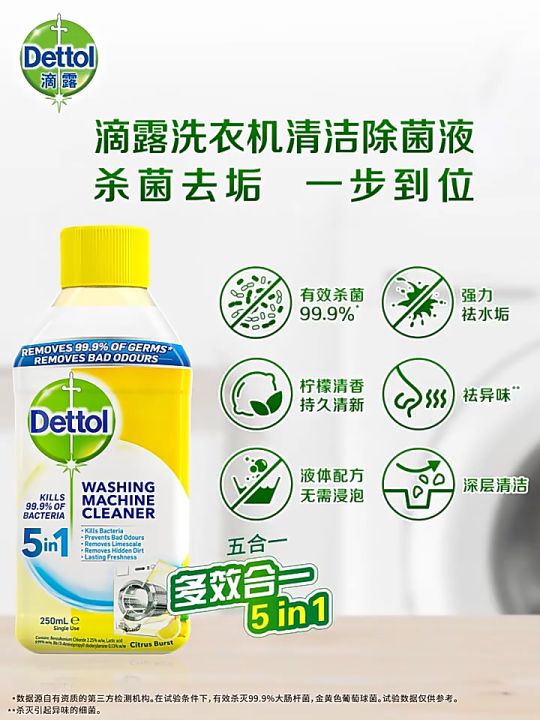 OCM DETTOL 5 In 1 Washing Machine Cleaner Kill 99.9 Of Bacteria 250ml