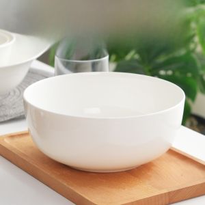 Bát Ăn Phở Bằng Gốm Sứ Trắng Bone China 2025 Bát Ăn Trưa Lớn Dùng Tại Nhà Bát Ăn Súp Bằng Gốm Sứ Tròn Phong Cách Hàn Quốc