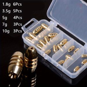 5 Sizes Fishing Copper Sinkers Set Weights 1.8-10g 21pcs Smooth Surface Reduces Resistance Sinker for Drop Bass Fishing Tackle