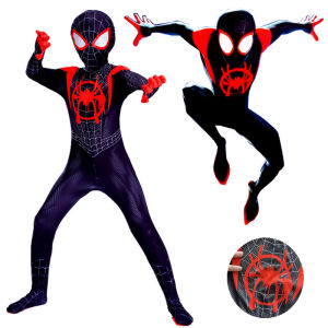 ZEEMIN Halloween Christmas Spiderman Costume Anime Superhero Miles Morales Halloween Cosplay Costume Zentai Spider Man Bodysuit Costume for Boys Adult