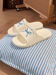XIXITIAO Summer Indoor Korean Style Bowknot Home High-end Slippers for Women EVA Soft Sole Comfortable Unique Bath Slippers ins