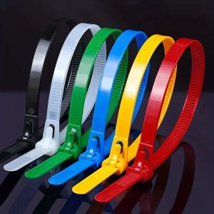 100pcs Reusable Cable Ties Nylon Removable Recyclable Mixed Colors Black White for Organizing Cords Wires Cable Lock Loop