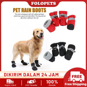 FOLOPETS Isi 4Pcs Sepatu Boots Anjing / Kucing Tebal Anti Slip / Air untuk Musim Dingin