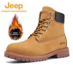 Jeep | Jeep Outdoor Waterproof Hiking Boots Mens Autumn Winter Fleece Lined Yellow Martin Boots Womens Walking Workwear Boots