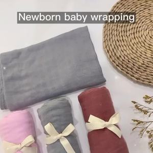 Solid Bamboo Cotton Baby Receiving Blanket Infant Kids Swaddle Wrap Bath Sleeping Warm Quilt Bed Cover Muslin Boy Girl Blankets