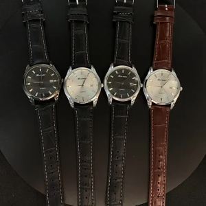 Fashion Mens Watches Luxury Metal Case Quartz Wrist Watches for Man Casual Leather Belt Simple Business Male Clock Reloj Hombre