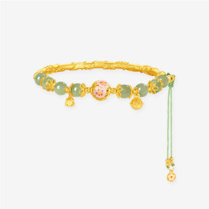 CTS S925 Silver Hetian Jade Peach Blossom Bracelet CHOW TAI SENG 周大生 ﻿S0WC00009CH