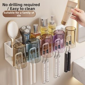 HUAYASEN | Family-Sized Bathroom Storage Rack Wall-Mounted No-Drilling