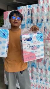 รอยคลาสทิชชู่ Inspire ลาย Sweet สำหรับชั้น 400 แผ่น หน้า 1 ชั้น (1 หิ้ว 10 ห่อ)