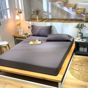 3in1 Bedsheet Fitted Sheet Queen/Single/Double/King Size With Pillowcase Plain Colors Bedding Set