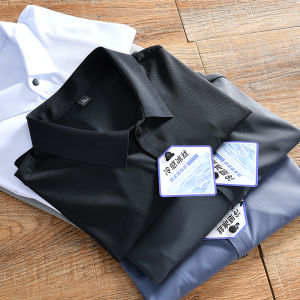 เสื้อโปโลคอตั้งแขนสั้นผ้าไนลอนสำหรับผู้ชายในช่วงฤดูร้อน ทรงหลวมสบาย ๆ ระบายอากาศได้ดี ใส่ได้หลากหลายโอกาส