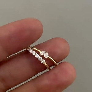 2Pcs Luxury Zircon Heart Rings Set For Women Opening Adjustable Weave Rhinestone Ring Engagement Wedding Jewelry Fashion Gifts