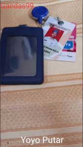 Card Holder Kuli Sintetik dengan Yoyo Puter dan Logo Pemprov DKI