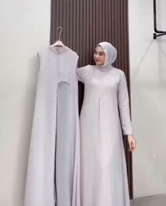 Karina Dress Kondangan Elegan Bahan Ceruty babydoll Gamis Cantik Viral Kekinian