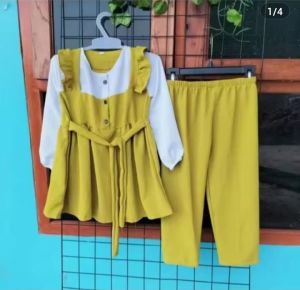 SETELAN TUNIK ANAK HAGIA//SETELAN ANAK BAHAN CRINKLE AIRFLOW PREMIUM//STELAN ANAK PEREMPUAN USIA 5-12 TAHUN//SETELAN ANAK VIRAL