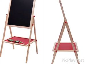 2 In 1 Wooden Blackboard Whiteboard Double Sided Adjustable Magnetic Drawing Writing Board Easel for Kids Drawing Board