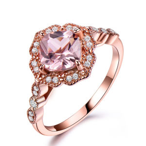 Nano Morganite Rings 925 Sterling Sliver Ring Rose Gold Plated 5A Zircon Beautiful Womans Acessories