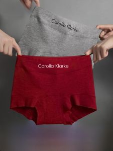 JIAZINI | Antibacterial Pure Cotton Womens Underwear High Waist Extended Crotch Sporty Style Red Color Flat Angle Pants For Girls