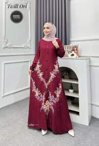Gamis Twill Tebal Bordir Premium Daster Home Dress Syari Gamis Bordir Bagus
