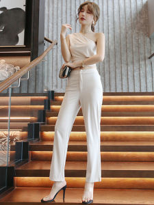 MUBEELE | ชุดสองชิ้นคอเฉียงเปิดไหล่ถักเซ็กซี่สำหรับผู้หญิงช่วงฤดูร้อนปี 2025 ชุดกางเกงขายาวสไตล์ไฮโซแฟชั่นใหม่