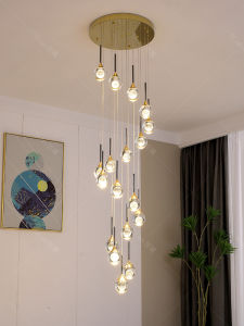 Modern Simplicity Crystal Chandelier Long Staircase Lamp Luxury Stainless Steel Loft Apartment Living Room Ceiling Light