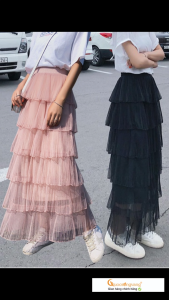 Chân váy xếp lớp dài Queenbe GLV088 có lót trong