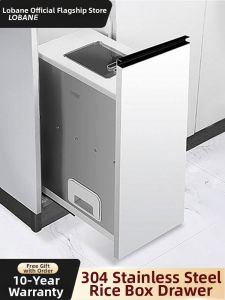 LOBANE | Stainless Steel Rice Storage Drawer Basket