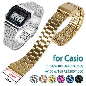 for Casio F-91W Stainless Steel Watchband 18mm Strap for SGW400 F84 F105/108/A158W/168 AE1200/1300 Men Women Metal Bracelet Belt