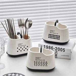 Kitchen Tableware Holder Plastic Counter Chopsticks Spoon Spatula Tool Cutlery Container Storage Container with Drainage Hole